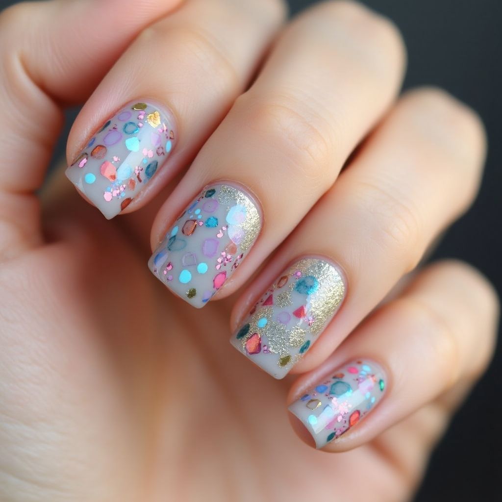 Builder gel Dotting Nail Design