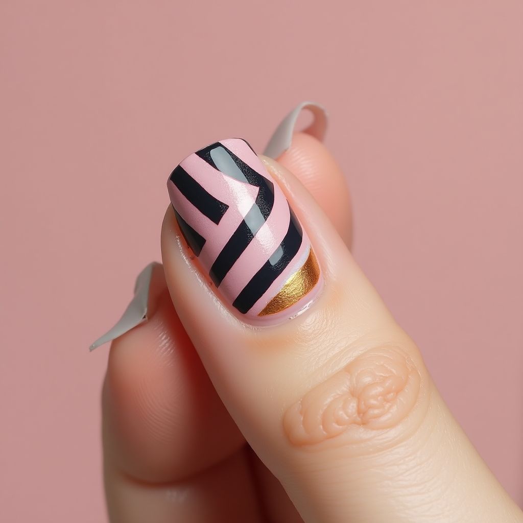 Nail Glue Stripes And Lines Nail Design