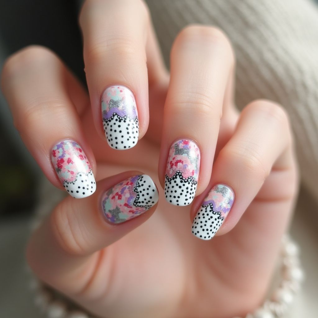 Base Coat Dotting Nail Design