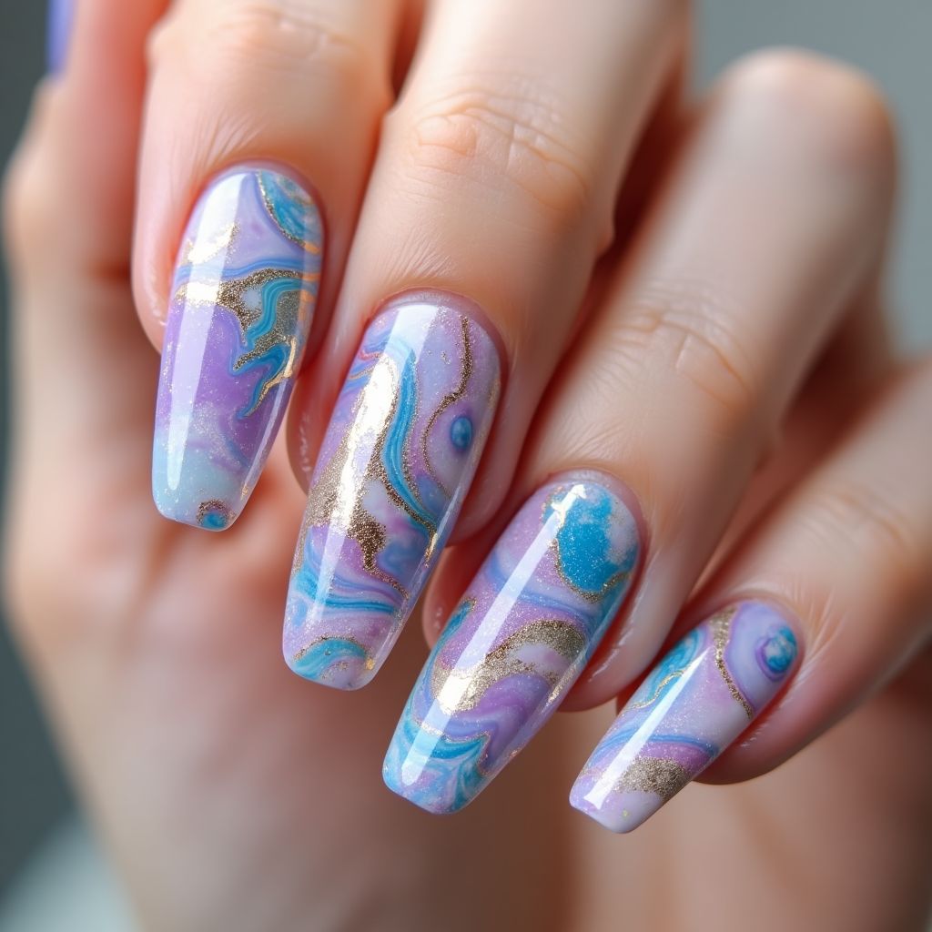Specialty Powders Water Marbling Nail Design