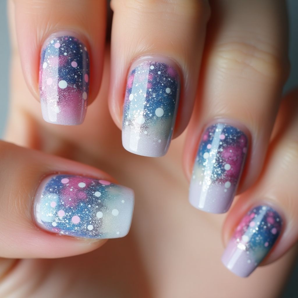 Color Changing Polish Freehand Art Nail Design