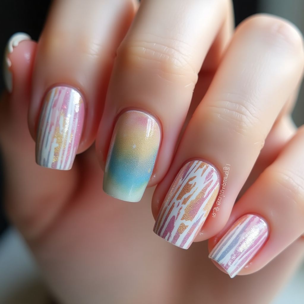 Builder Gel Stripes And Lines Nail Design