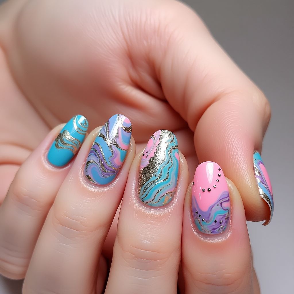 Dotting Tools Water Marbling Nail Design