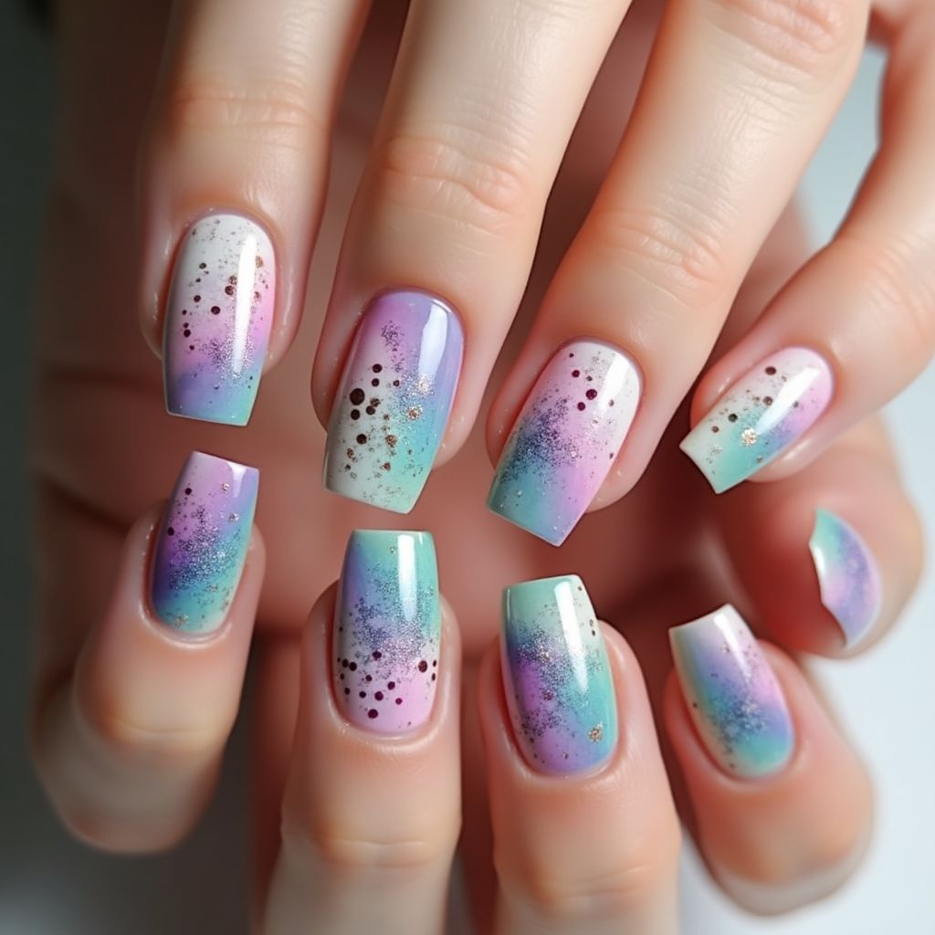 Acrylic Colors Dotting Nail Design