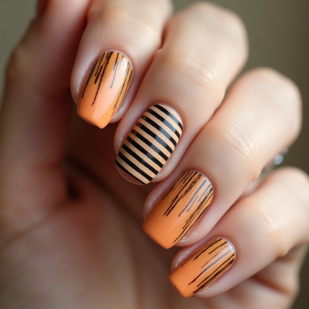 Orangewood Sticks Stripes And Lines Nail Design