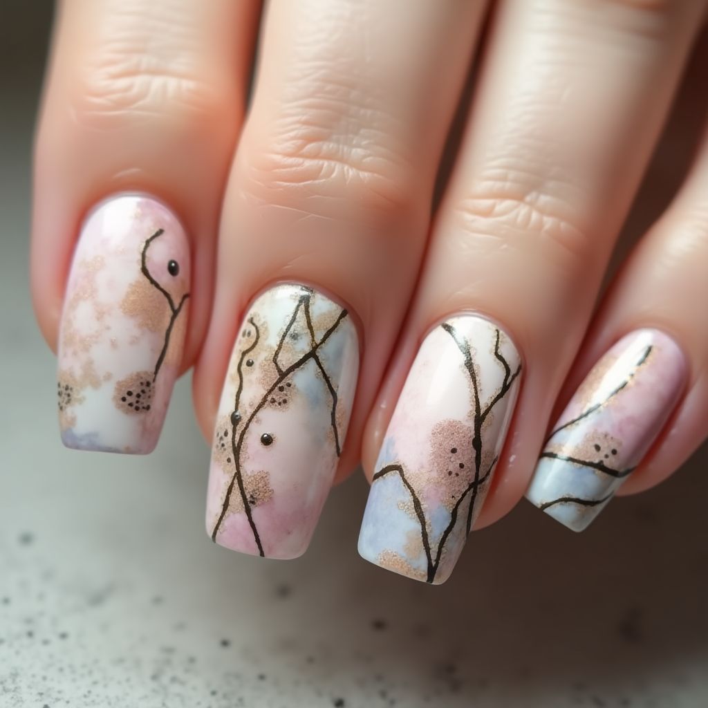 Skin Barriers Freehand Art Nail Design