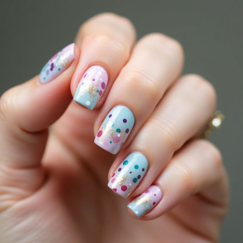 Base Coat Dotting Nail Design