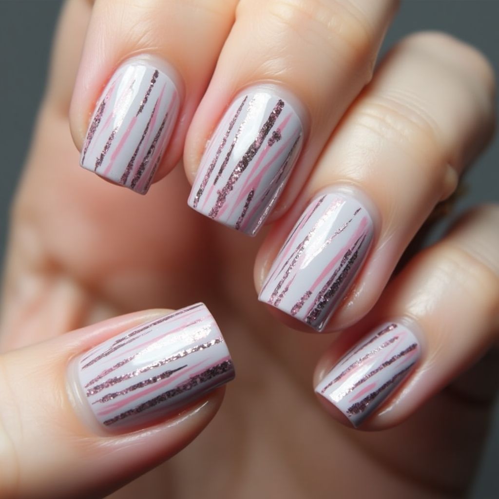 Builder Gel Stripes And Lines Nail Design