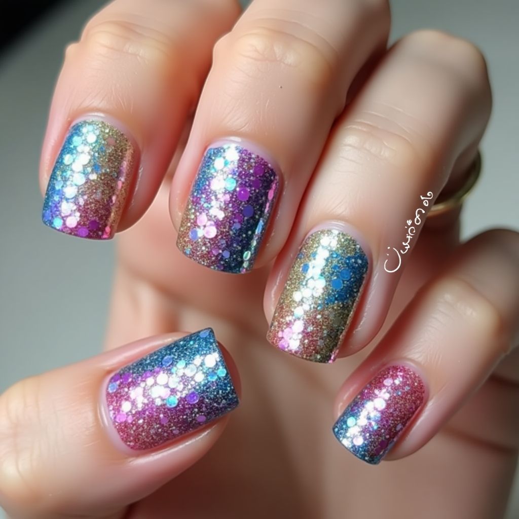 Sequins Dotting Nail Design