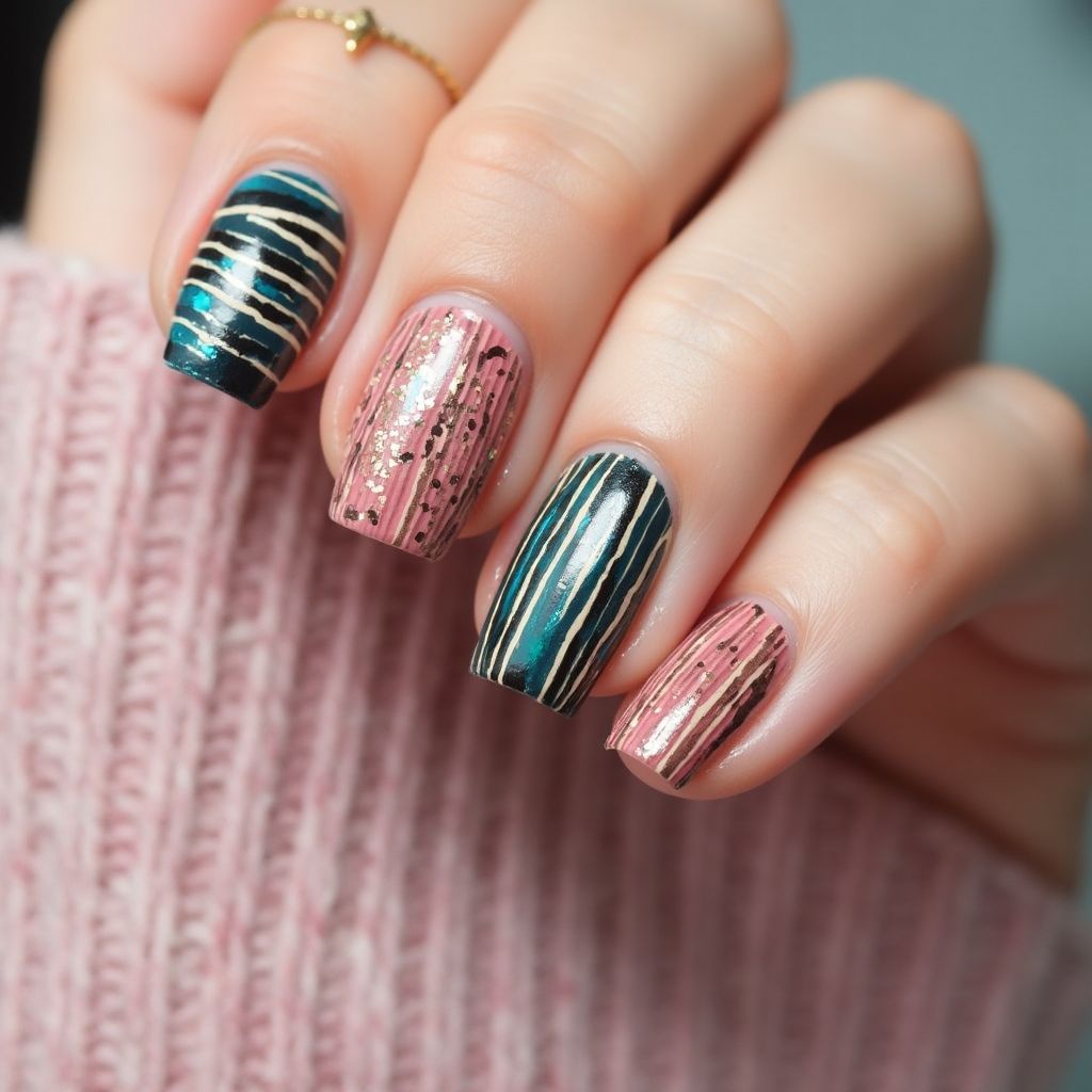 Wax Pencils Stripes And Lines Nail Design