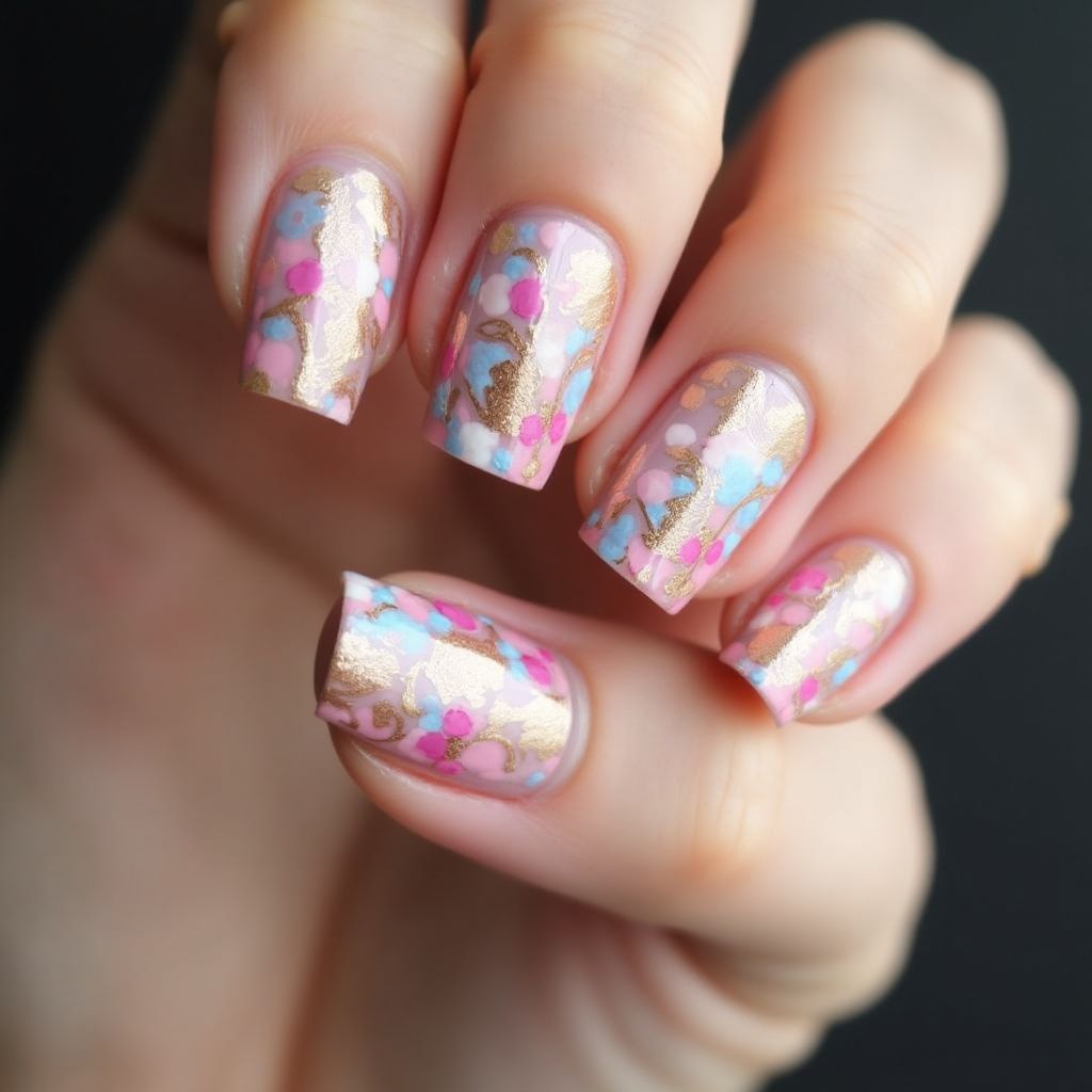 Gel Polish Freehand Art Nail Design