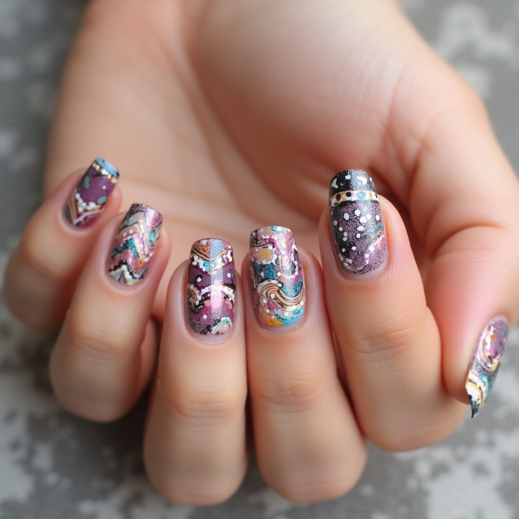 Toothpicks Freehand Art Nail Design