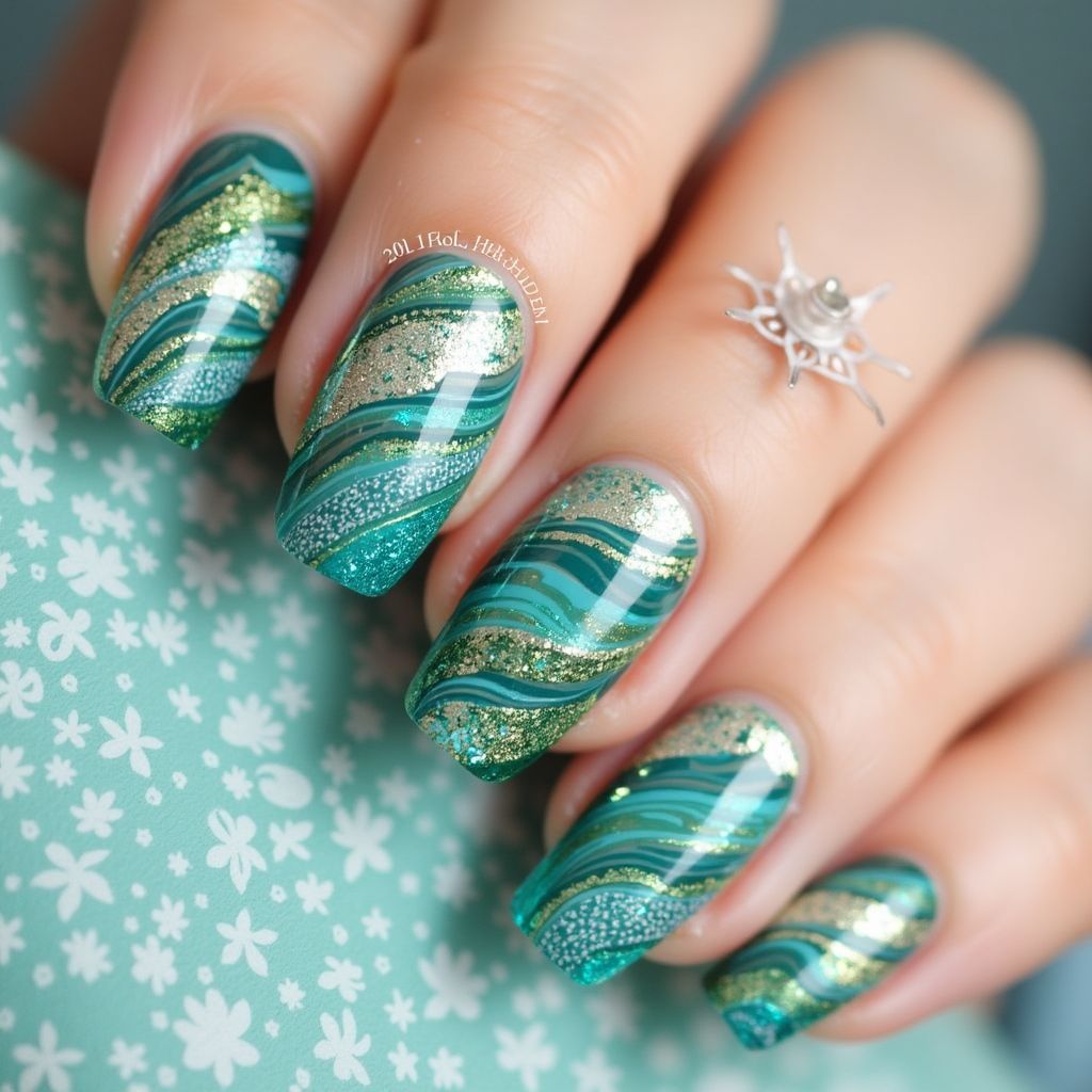 Nail Decals Water Marbling Nail Design