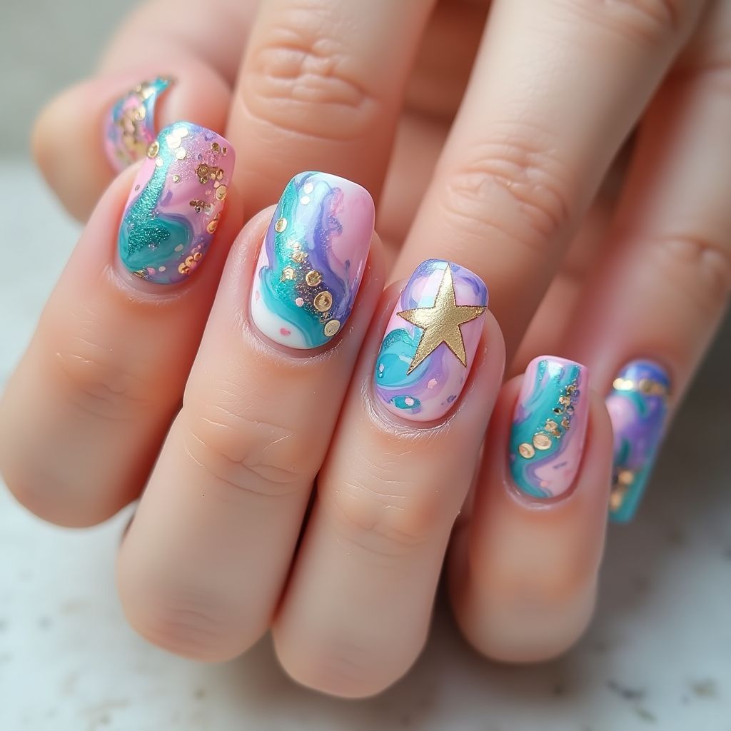 Nail stickers Water marbling Nail Design