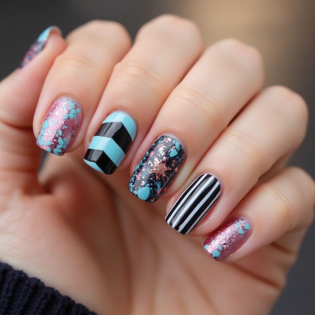 Magnetic Polish Stripes And Lines Nail Design