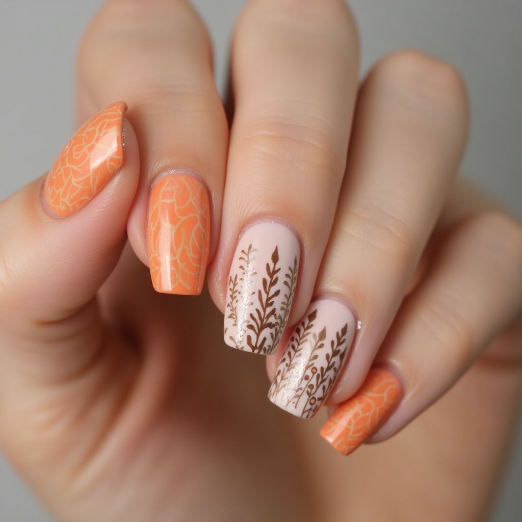 Orangewood Sticks Freehand Art Nail Design