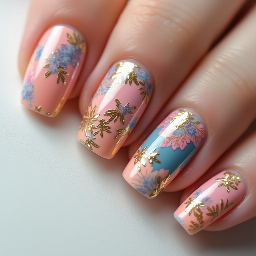 Orangewood Sticks Water Marbling Nail Design