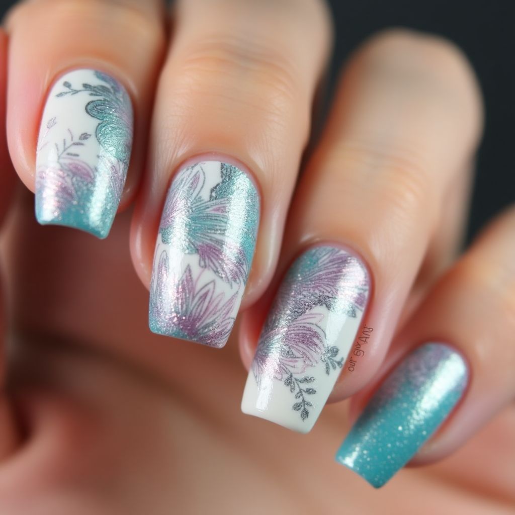Top Coat Freehand Art Nail Design