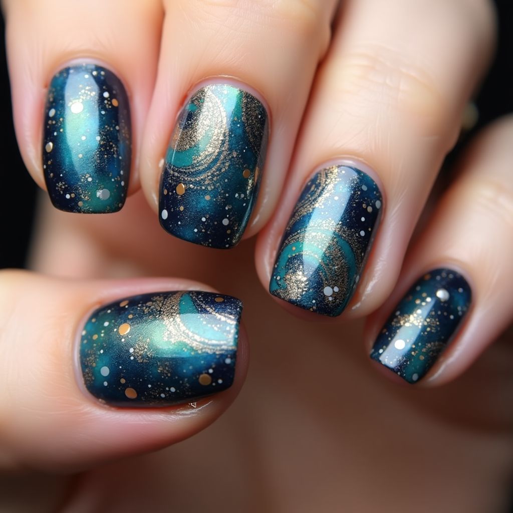 Magnetic Polish Freehand Art Nail Design