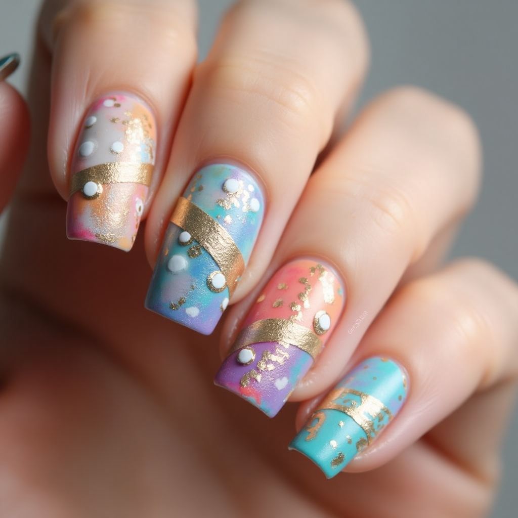 Gel Polish Freehand Art Nail Design