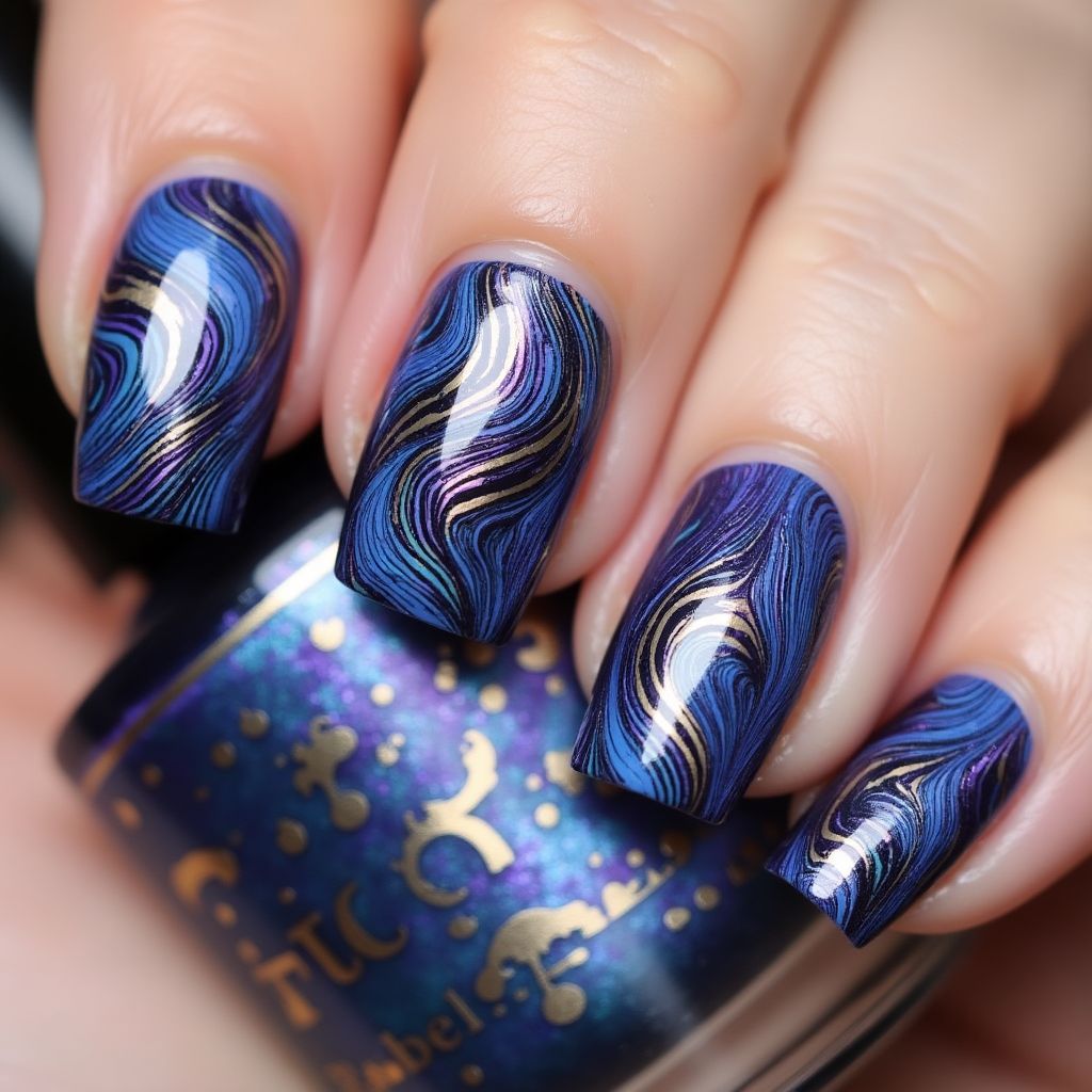 Magnetic Polish Water Marbling Nail Design