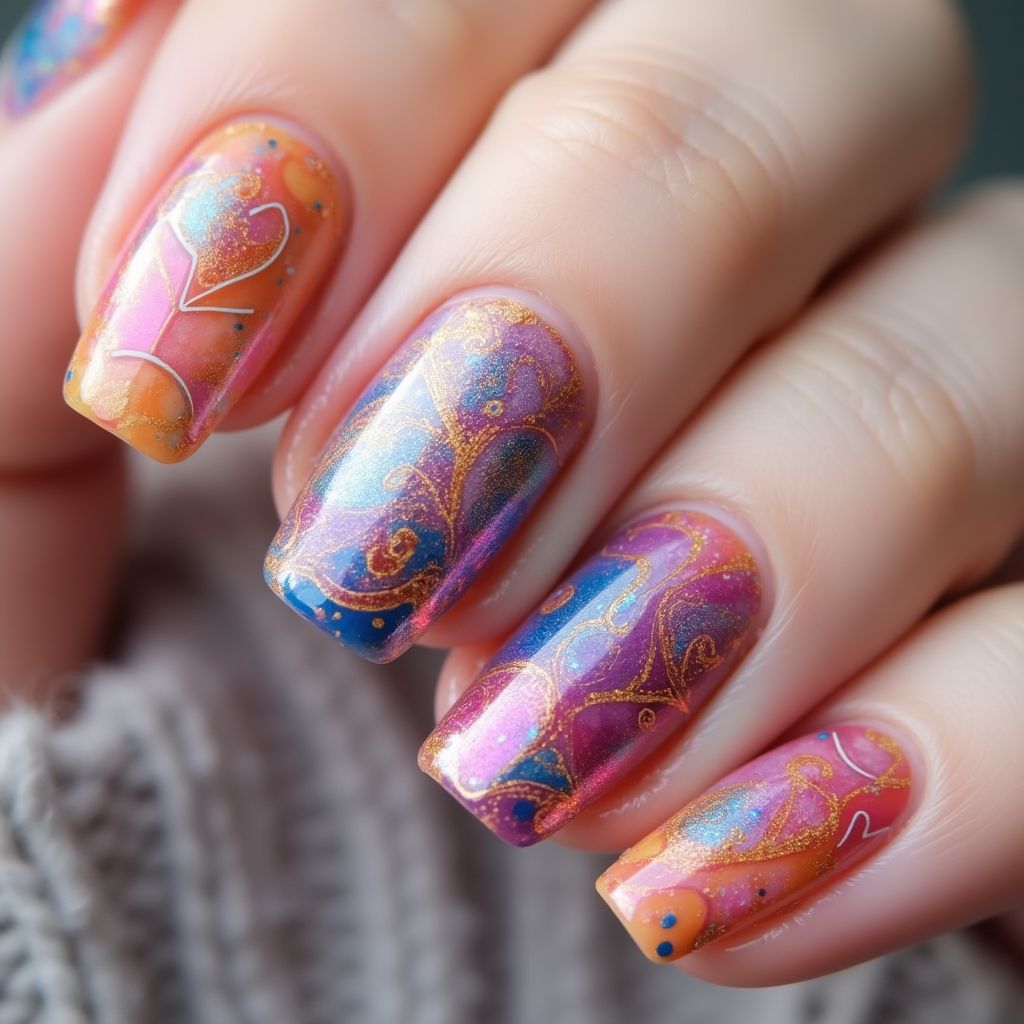 Dotting Tools Water Marbling Nail Design