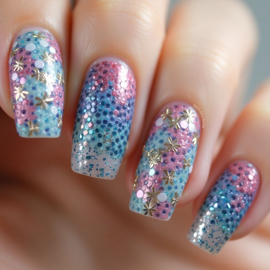 Caviar Beads Freehand Art Nail Design