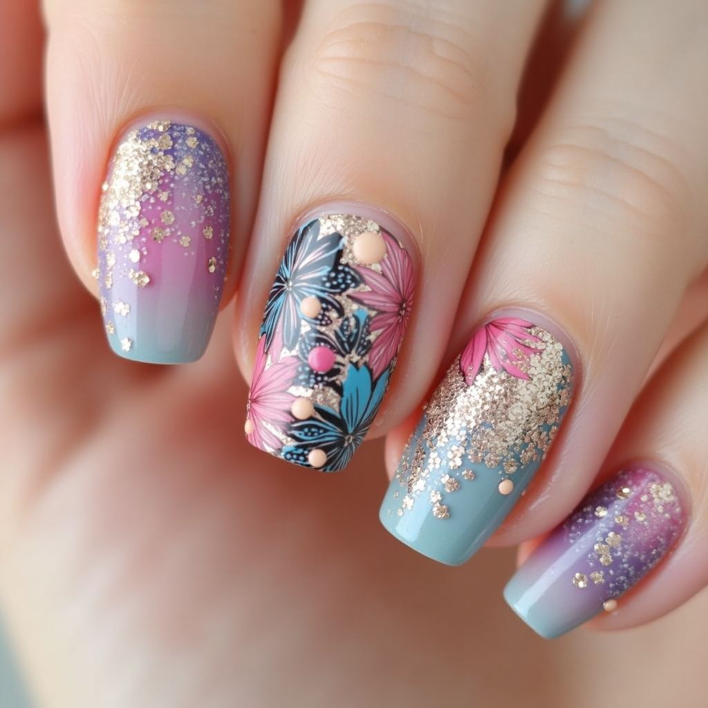 Caviar Beads Dotting Nail Design
