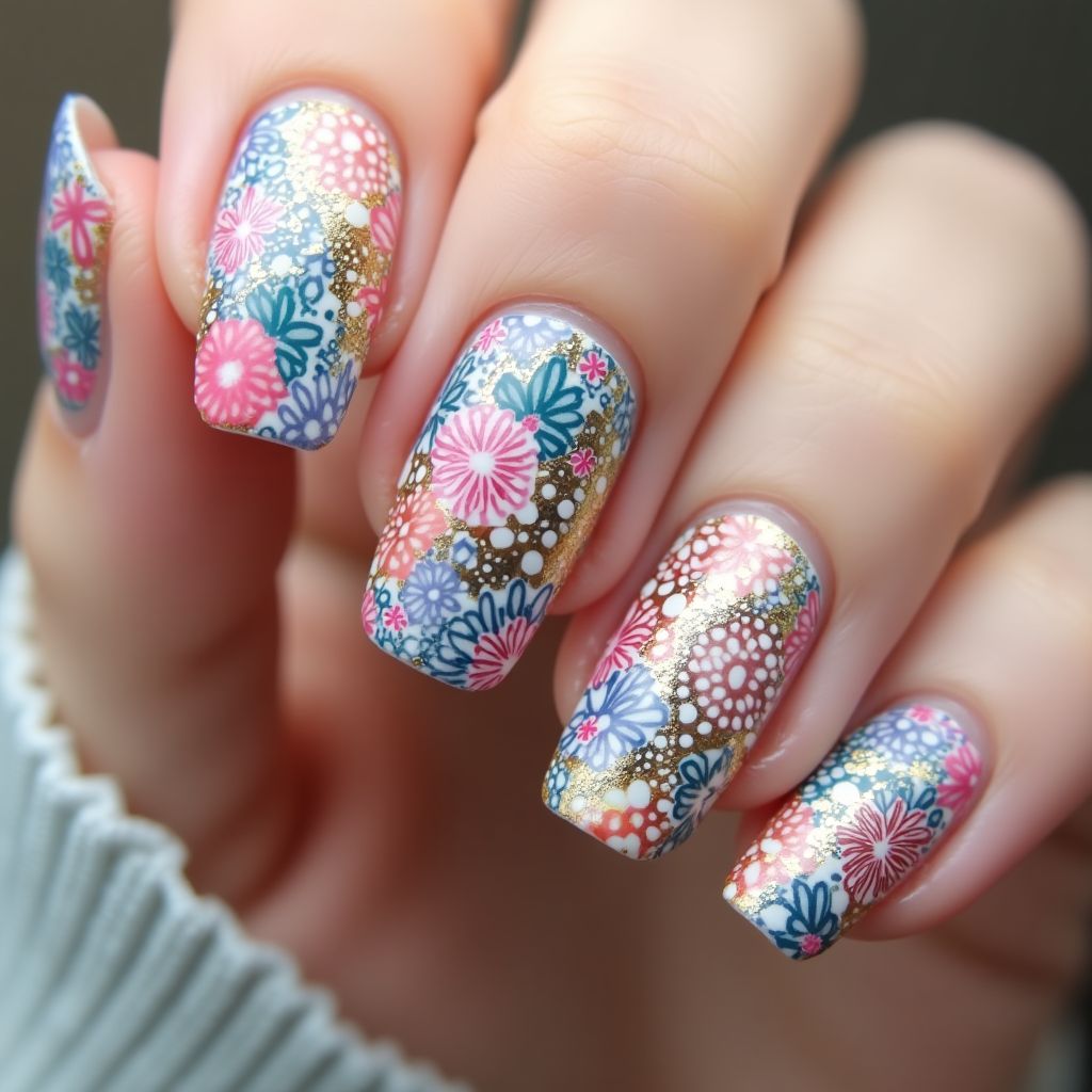 Builder Gel Dotting Nail Design