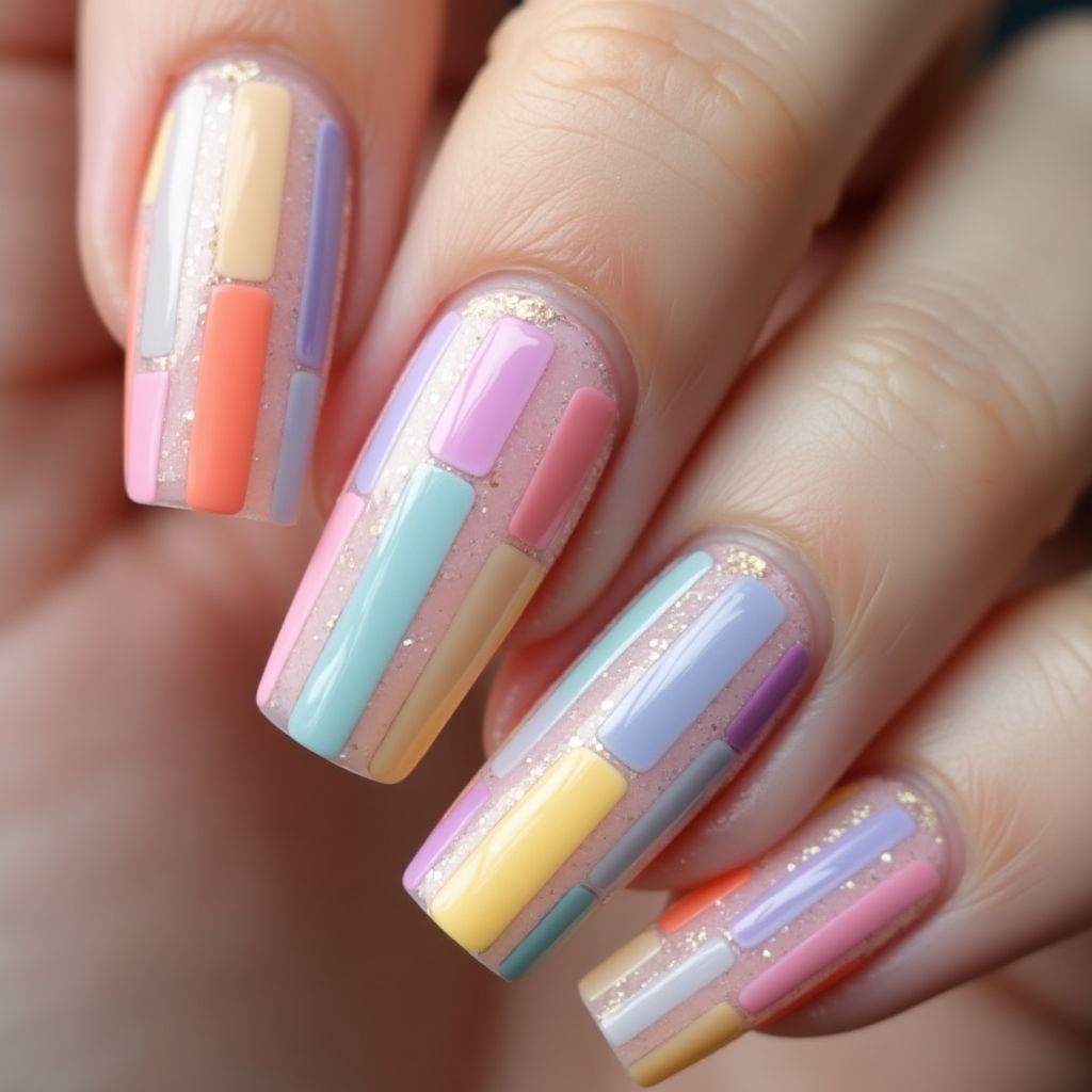 Builder Gel Stripes And Lines Nail Design