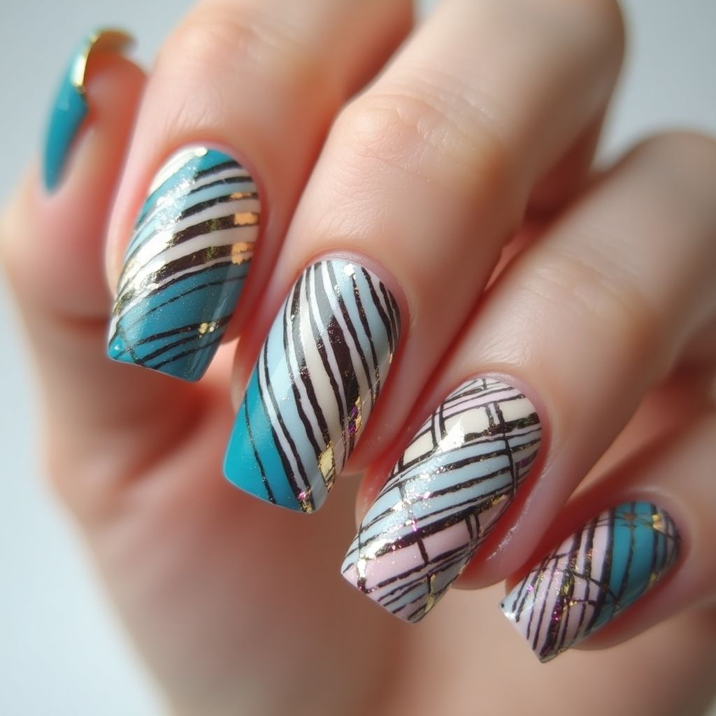 3d Nail Decor Stripes And Lines Nail Design