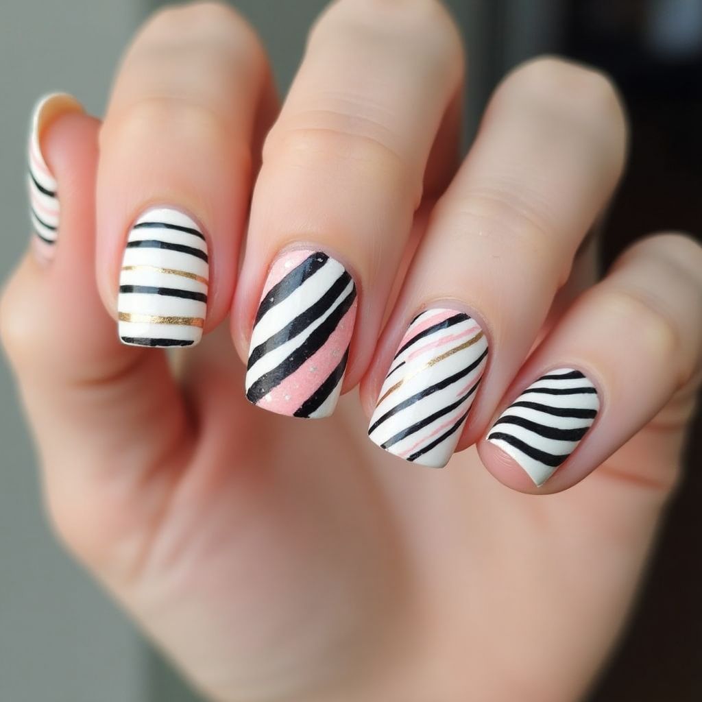 Toothpicks Stripes And Lines Nail Design