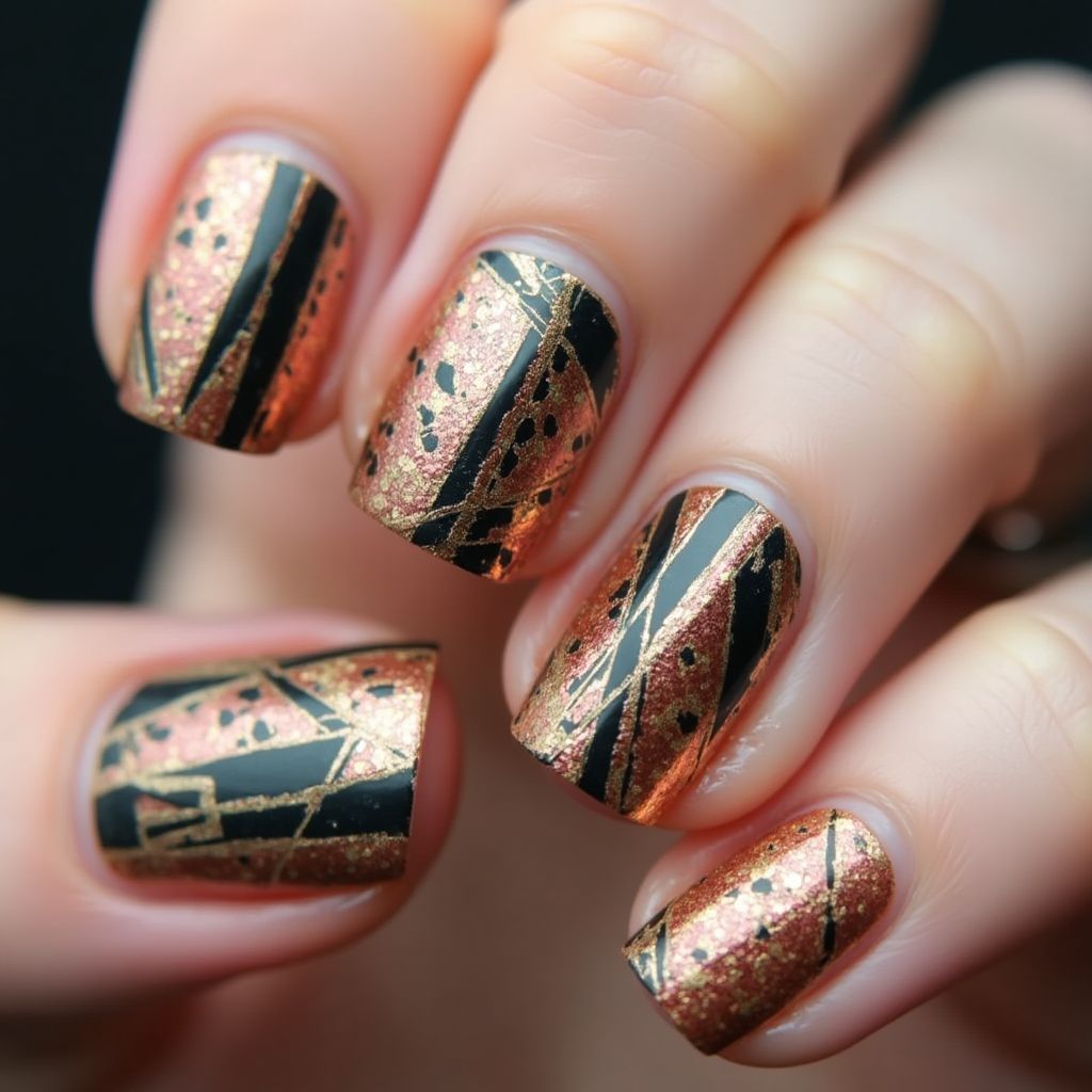 Striping Tape Freehand Art Nail Design