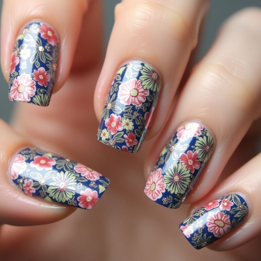 Stamping Plates Freehand Art Nail Design
