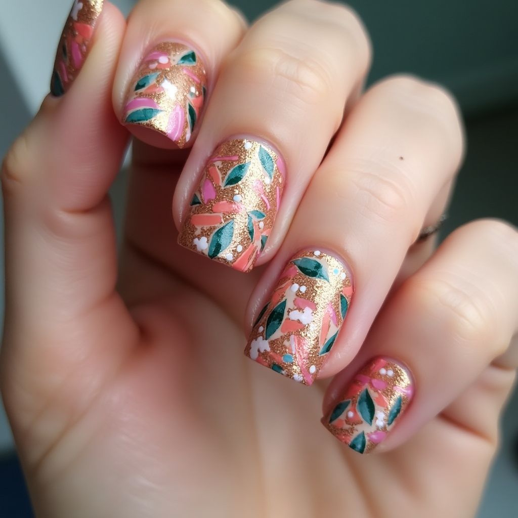 Gel Polish Freehand Art Nail Design