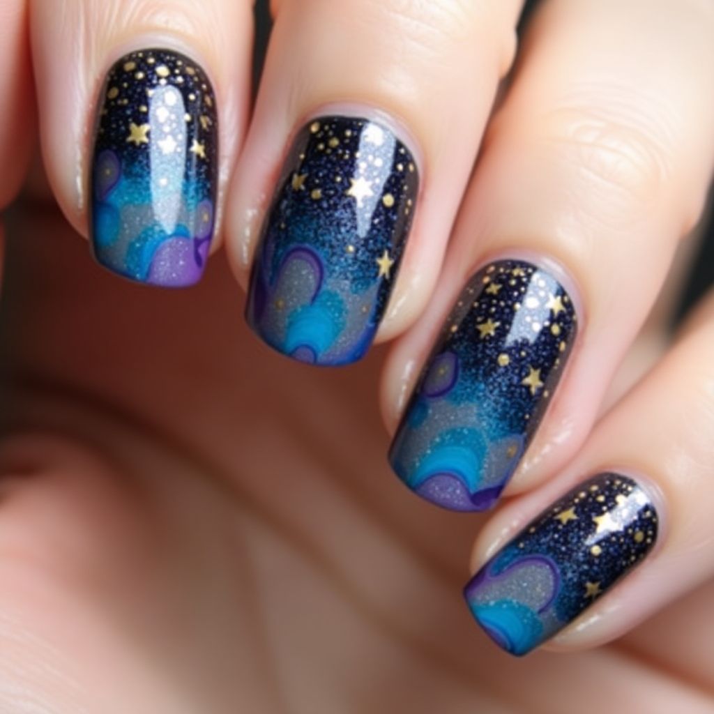 Magnetic Polish Dotting Nail Design