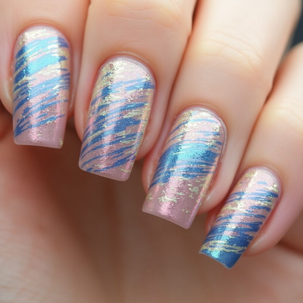 Glitter Powder Stripes And Lines Nail Design
