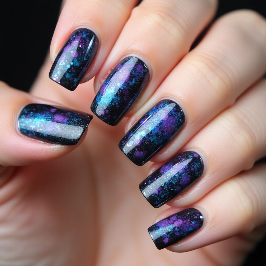 Magnetic Polish Freehand Art Nail Design