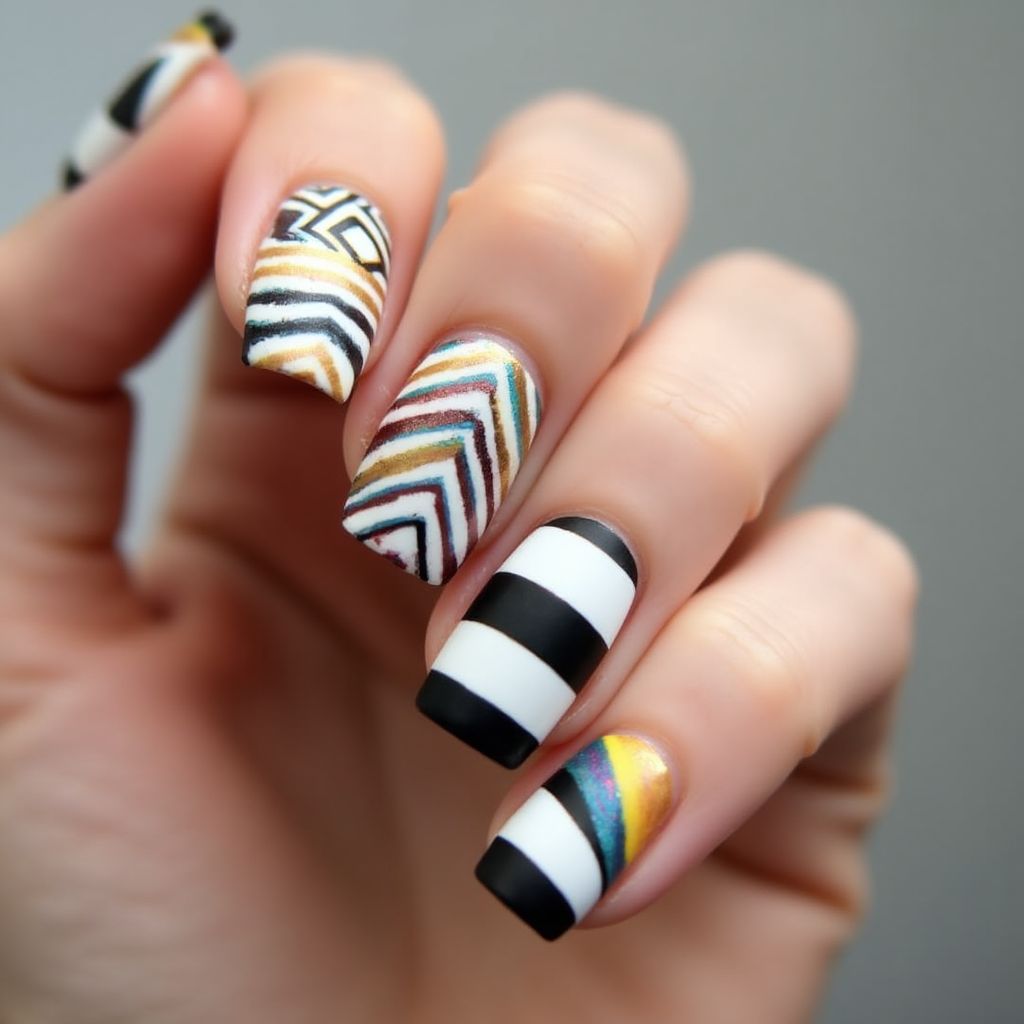 Nail Glue Stripes And Lines Nail Design