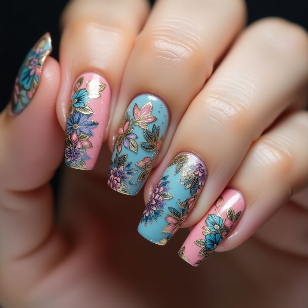 Base coat Freehand art Nail Design