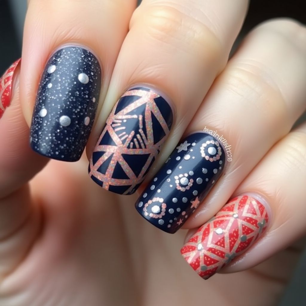 Magnetic Polish Dotting Nail Design