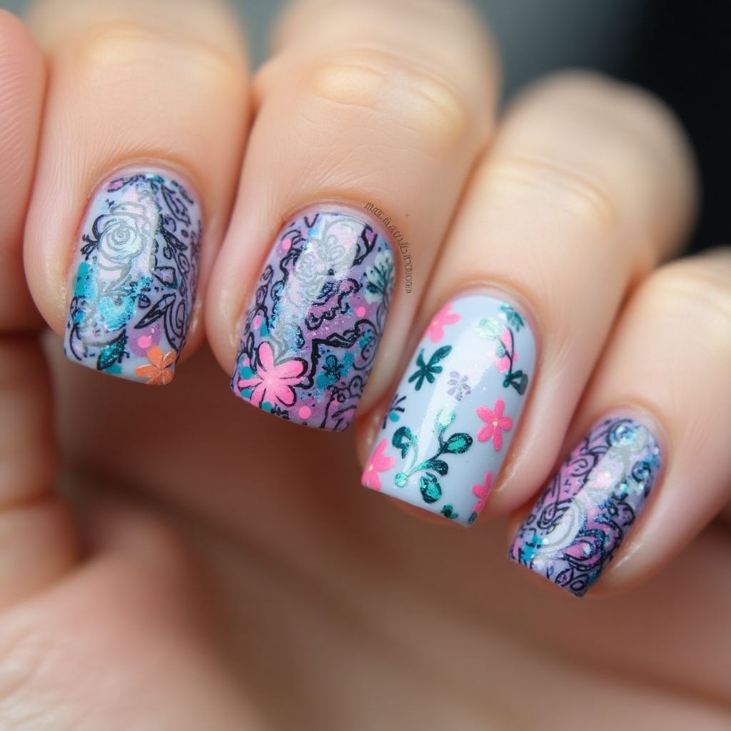 Nail Polish Freehand Art Nail Design