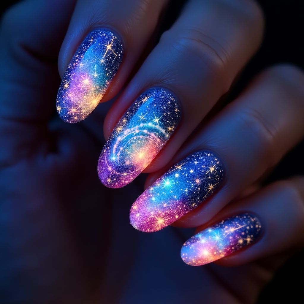 Glow In The Dark Polish Freehand Art Nail Design