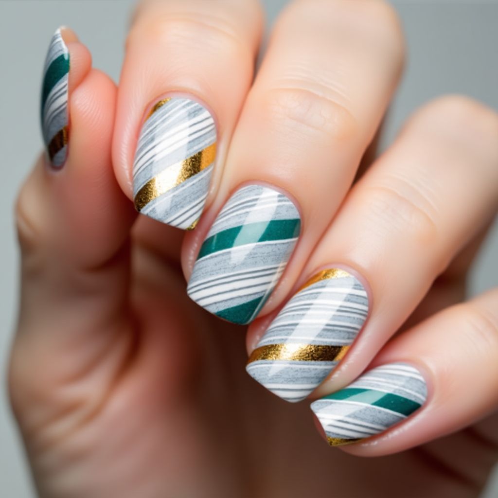 Nail Glue Stripes And Lines Nail Design