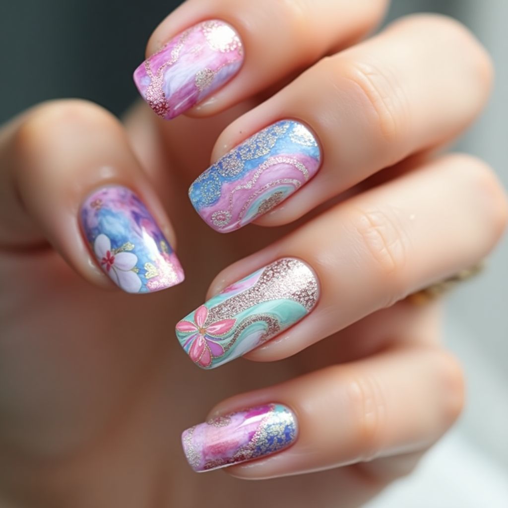 Nail Stickers Water Marbling Nail Design