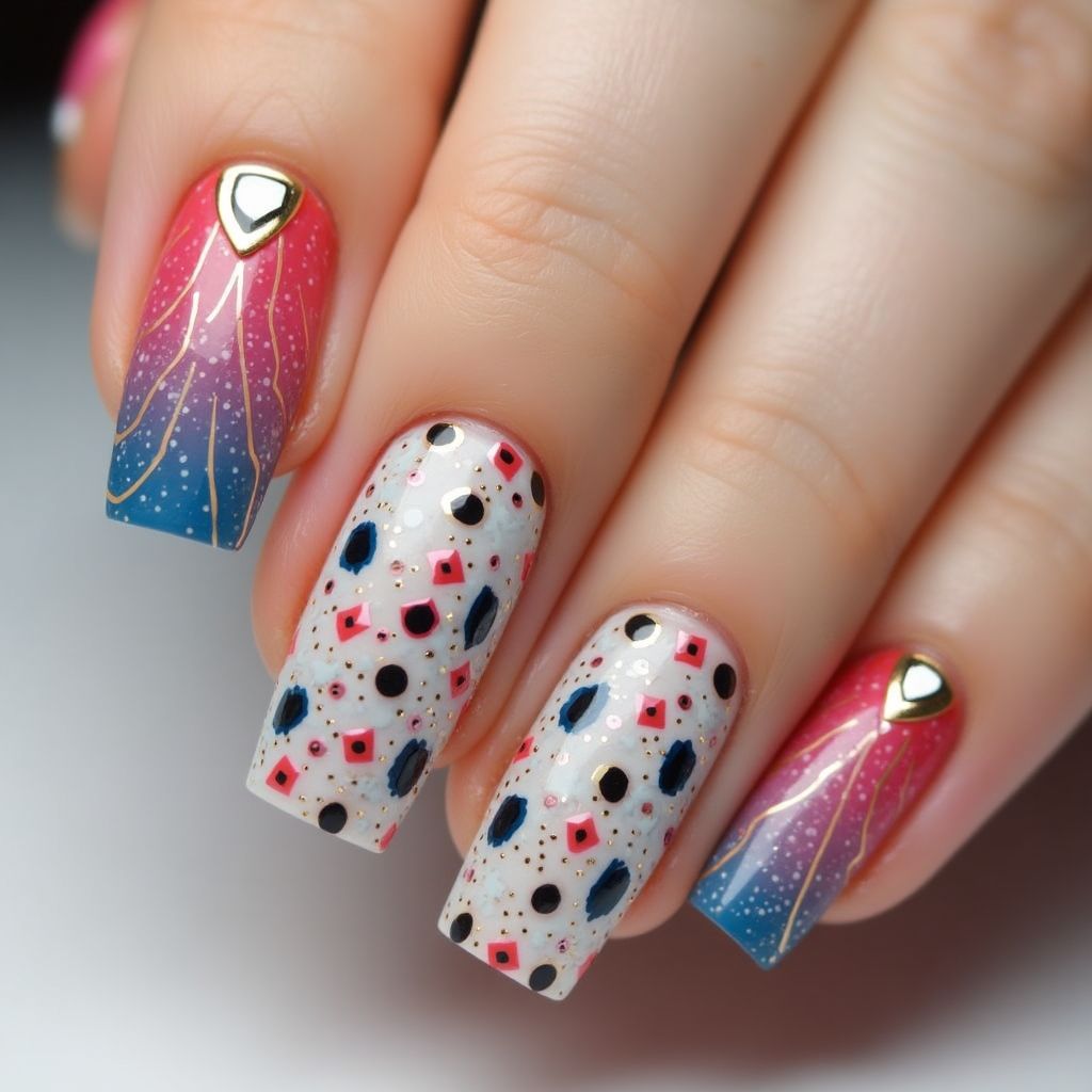 Builder Gel Dotting Nail Design