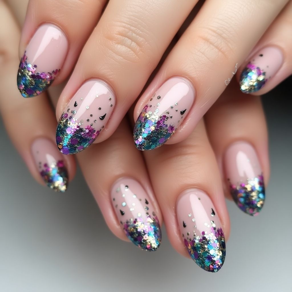 Sequins Dotting Nail Design