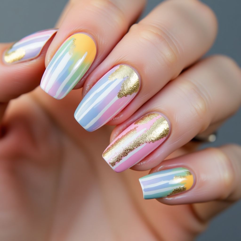 Acrylic powder Stripes and lines Nail Design