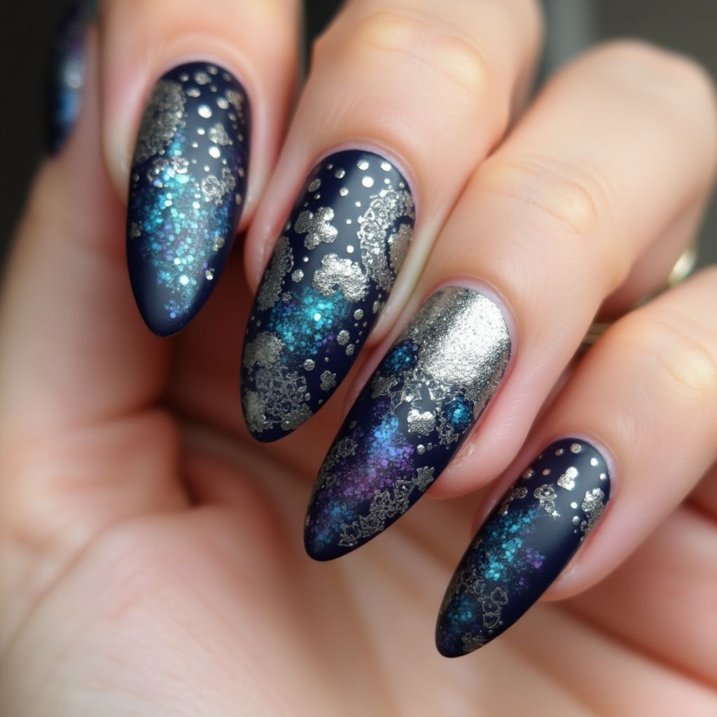 Magnetic Polish Dotting Nail Design