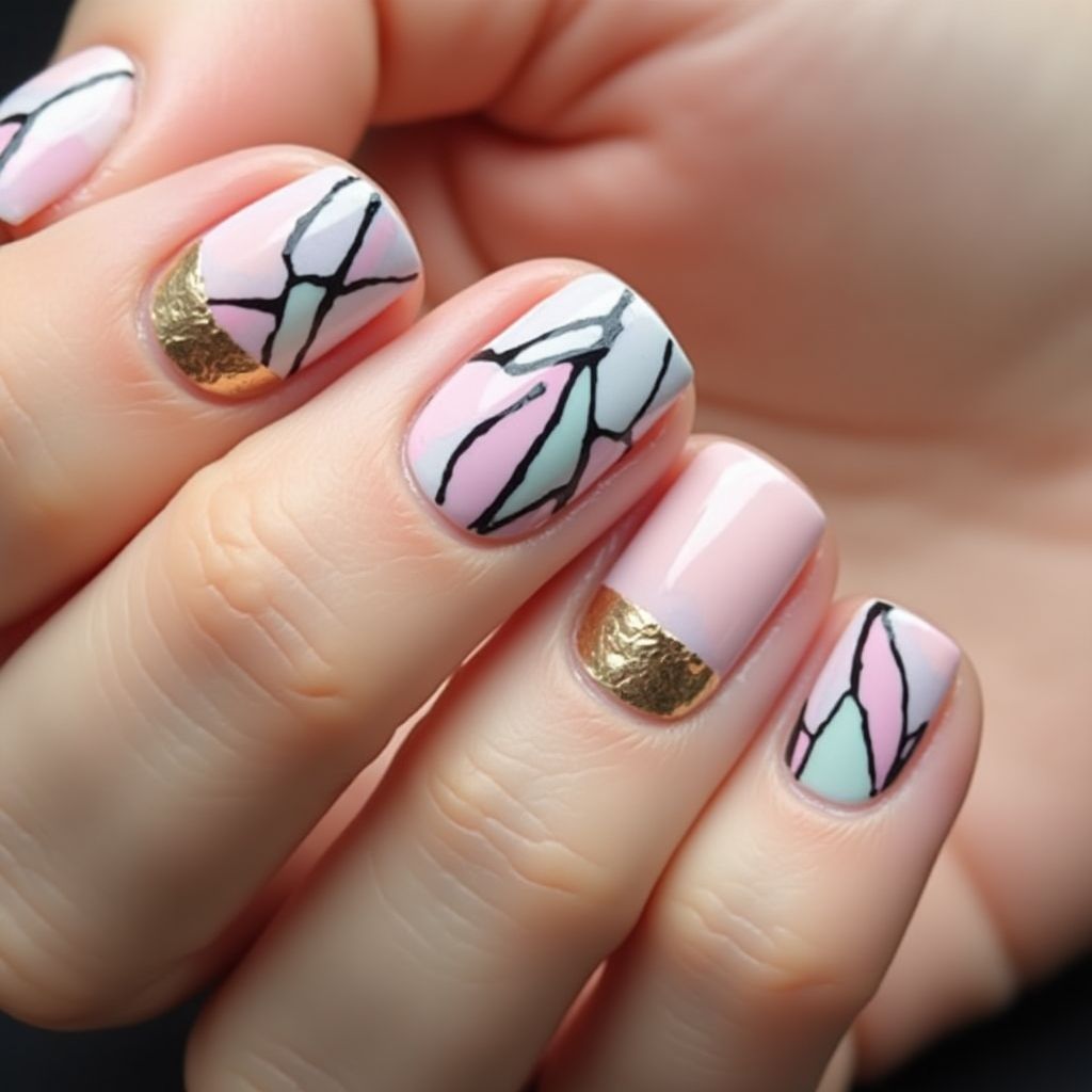 Builder Gel Stripes And Lines Nail Design